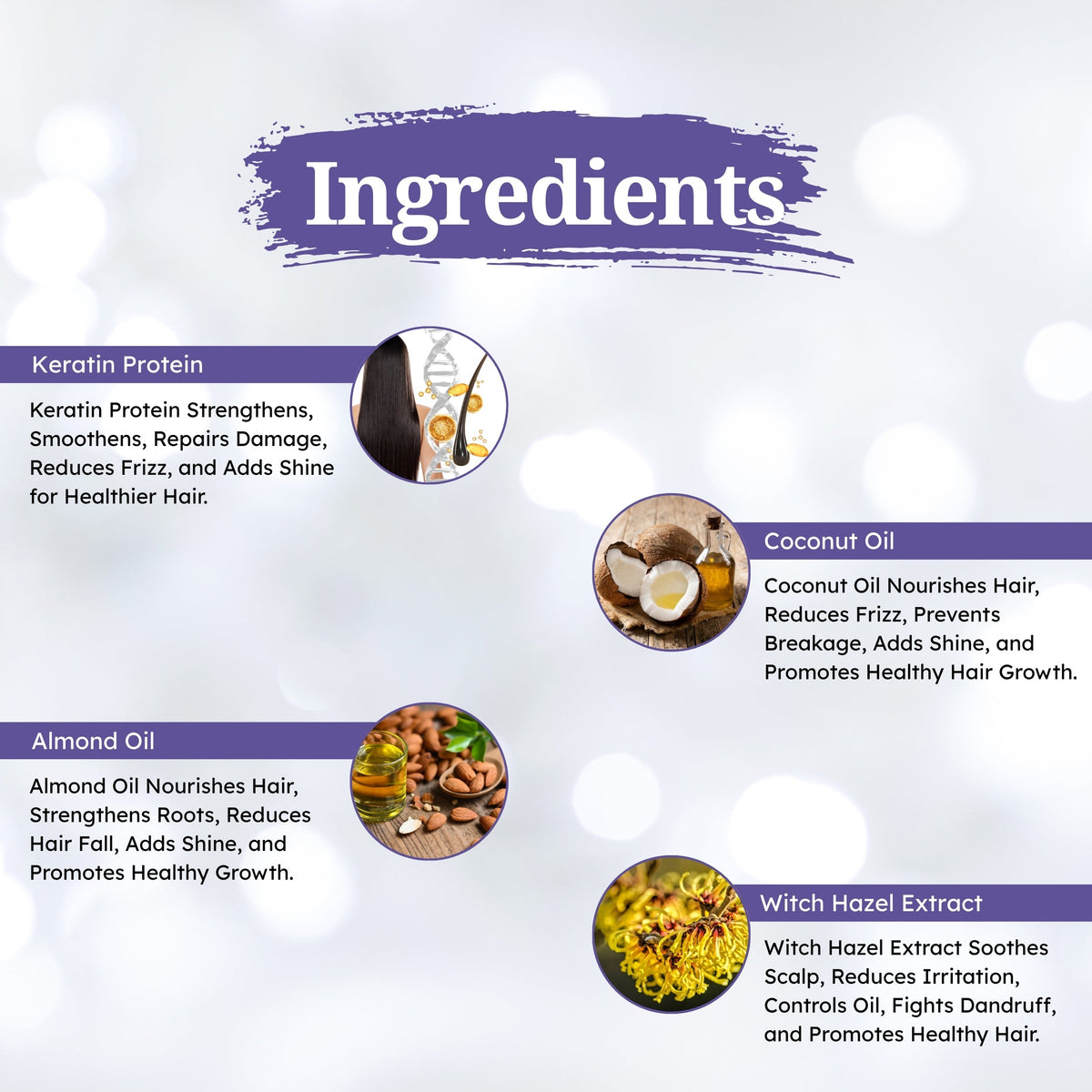 ingredients of Keratin Shampoo, Conditioner & Hair Serum