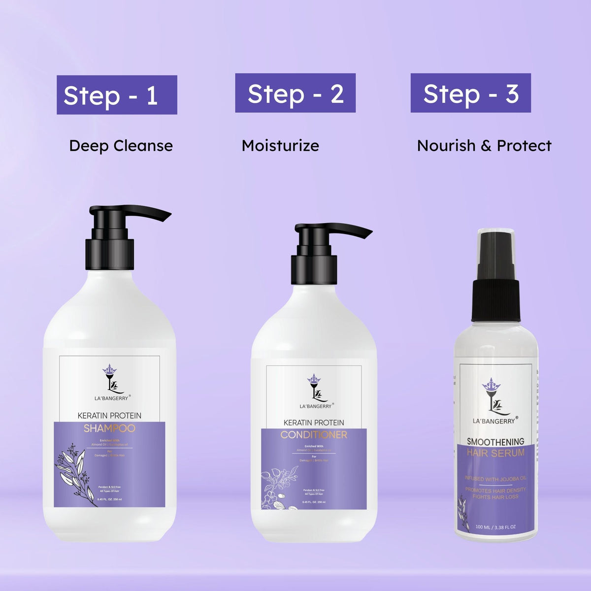 Keratin Shampoo, Conditioner, Serum