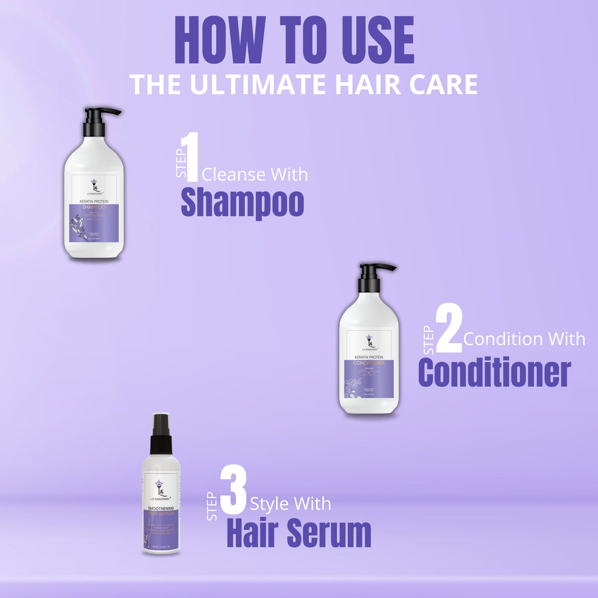 Keratin Shampoo, Conditioner & Hair Serum