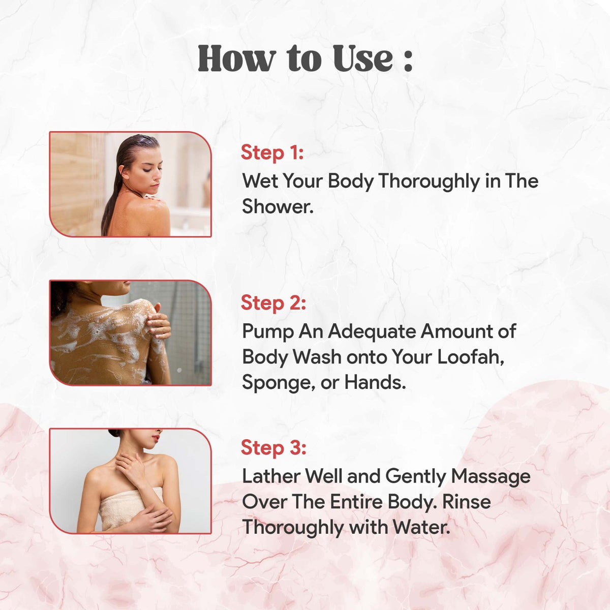 Instructions on how to use body wash 
