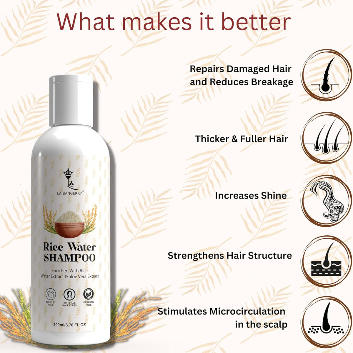 Buy Rice Water Hair Shampoo with rice water and aloe vera extract