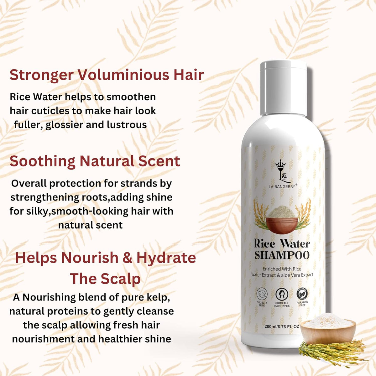 Buy Rice Water Hair Shampoo for Damage Repair by La'Bangerry